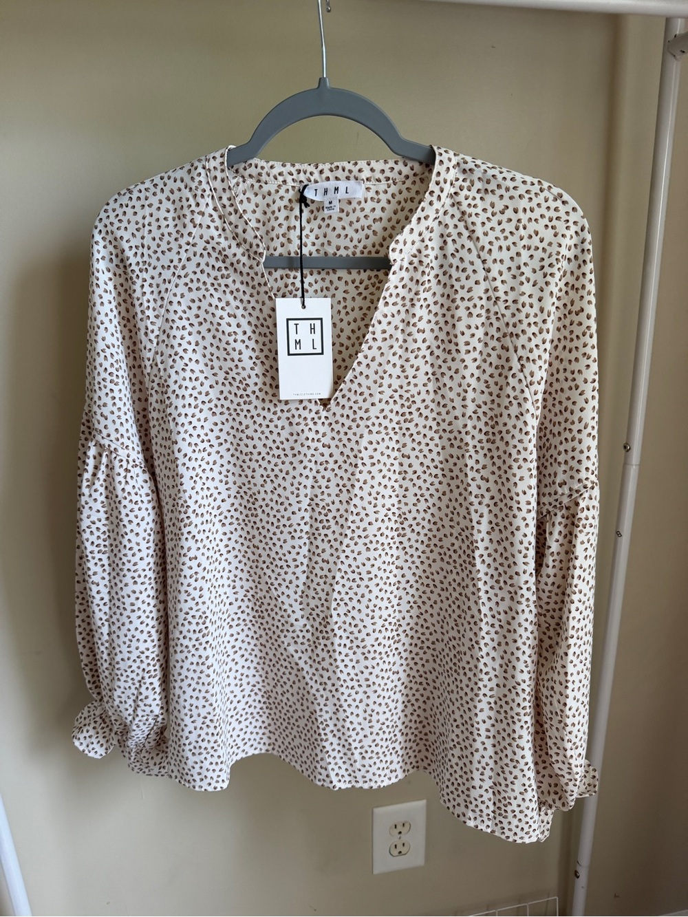 THML Cream Blouse with Brown Dot Print